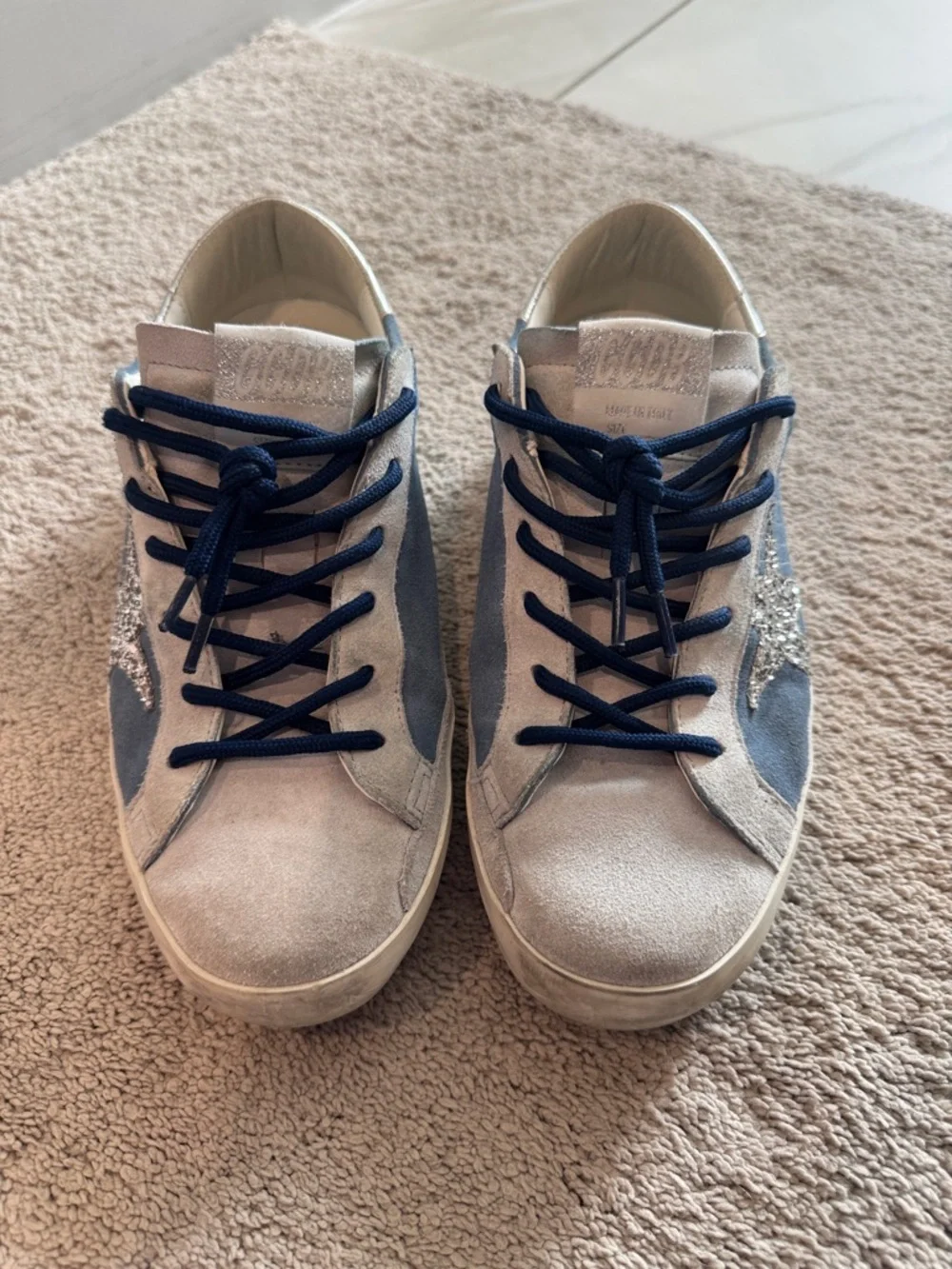 Golden Goose Blue and Silver Glitter Superstar Sneakers - Picture 3 of 8